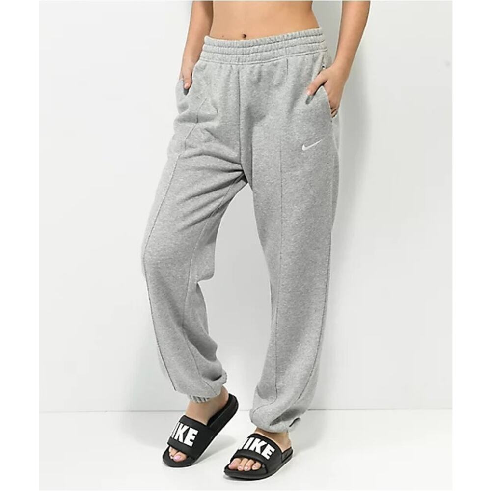 Nike Gray Fleece Jogger Sweatpants Embroidered Swoosh XS